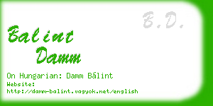 balint damm business card